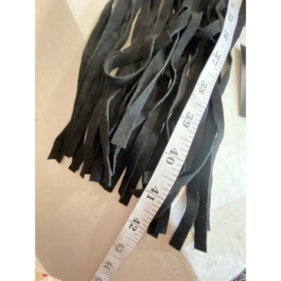 Jane & Berry Black Suede Like Scarf 4.5”x 84” Long Fringe & Cut Out Detail NWT - Picture 8 of 10